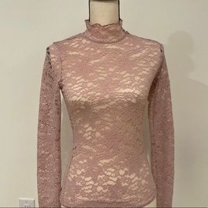 Urban Outfitters Pink Lace Turtleneck